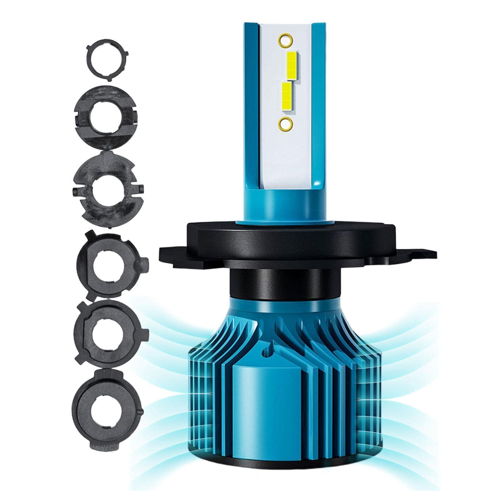 H4 車用 LED ヘッドライト,100W 自動車用ヘッドライト電球 - 200%明るいオートバイと車用のLEDヘッドランプ、プラグアンドプレイ、CSPチップ、ノイズが少ない、取り付け簡単 Yangjing