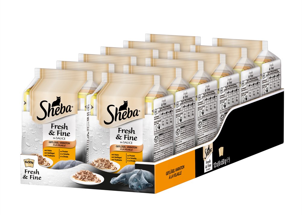 Sheba Fresh & Fine - Nourriture pour chats - plus de variation et de fraîcheur - Lot de 12 (6 X 50g)