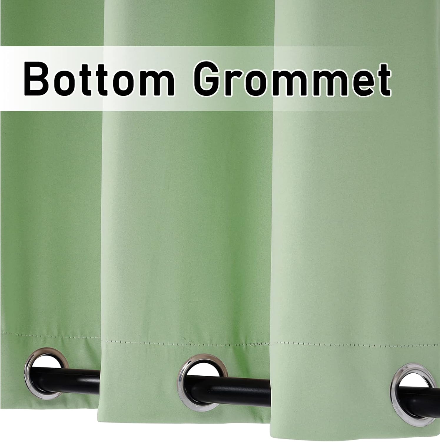 Outdoor Curtains Waterproof,Garden Blackout Thermal Insulated Sun Shades Privacy Curtain for Outside, Indoor Window Blinds for Bedroom Balcony,Light Green,W 34" XL 36"(1 Panels)