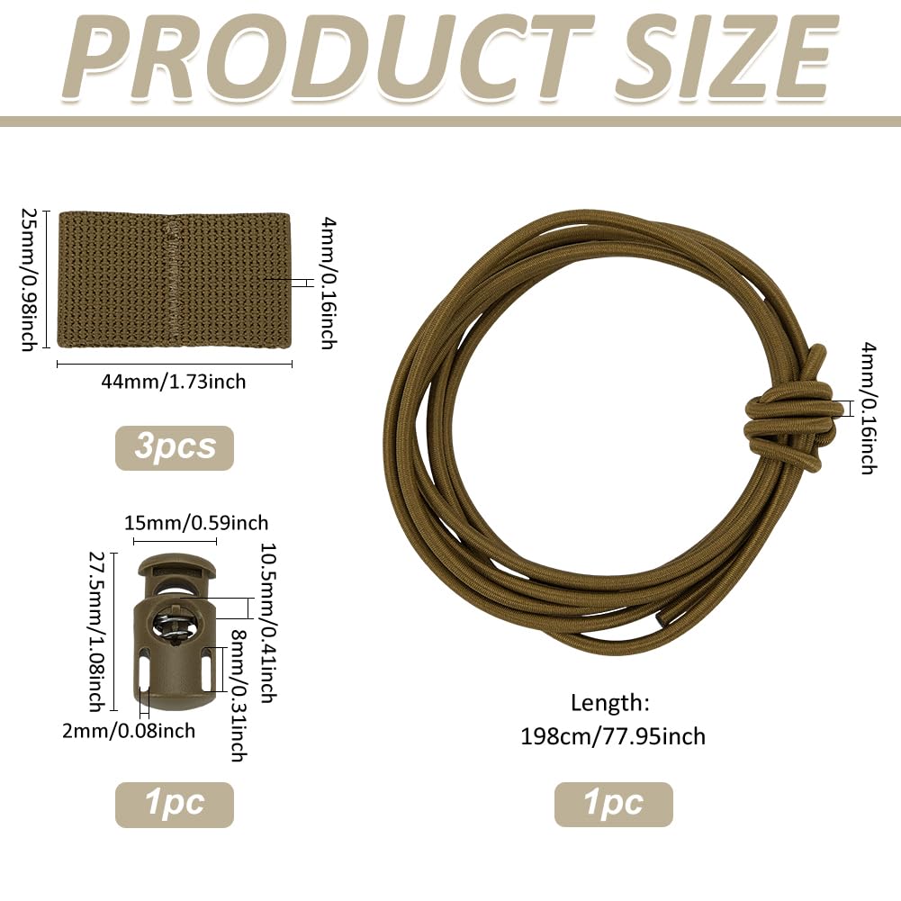 FINGERINSPIRE 1 Set Olive Tactical Flag Bungee Elastic Fastener Strap Shock Cord Retention Nylon with Plastic Outdoor Strap Retention Molle Webbing Loop Cord Lock Secure Plate Carrier Attachment - Image 2