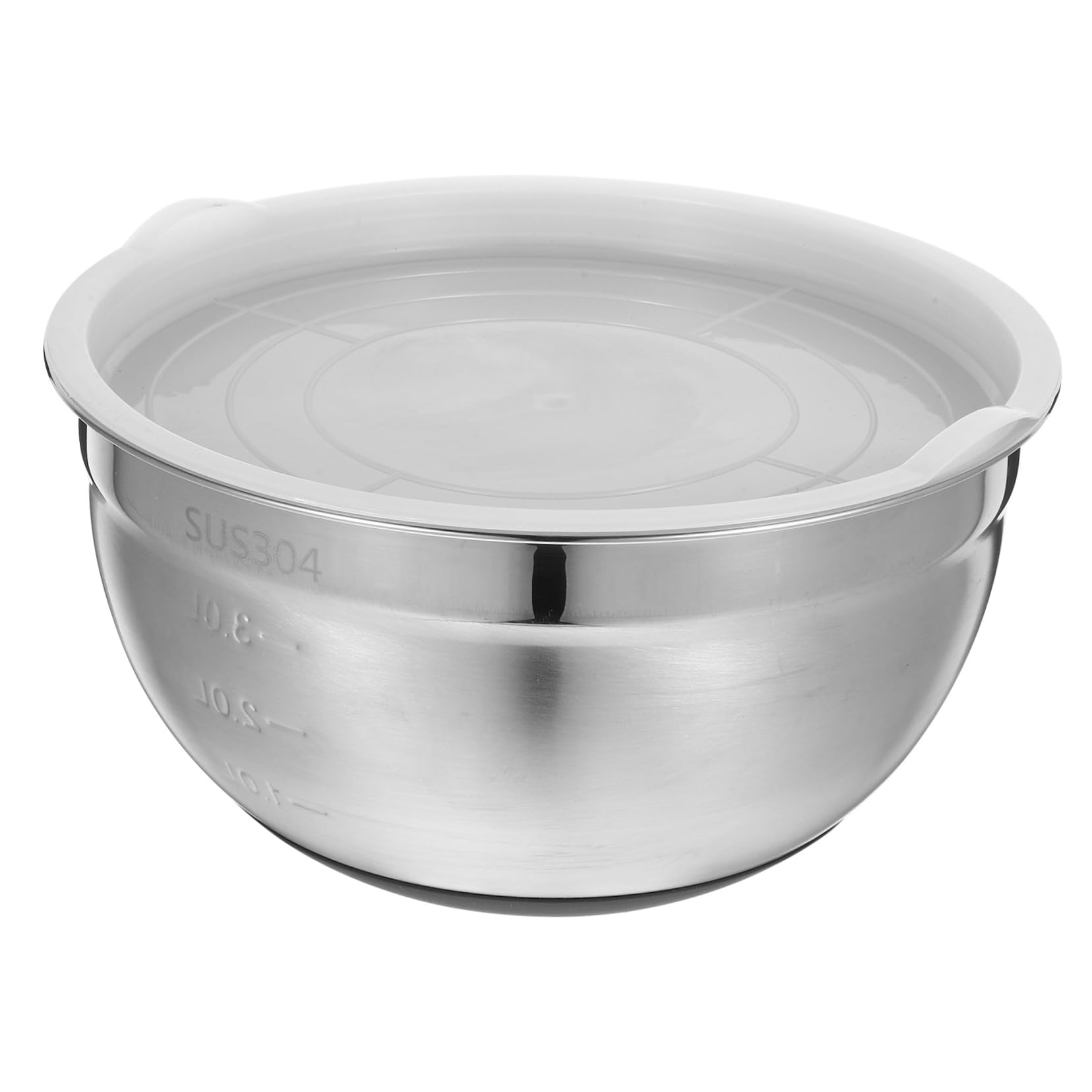 Rührschüssel aus Edelstahl mit Silikonboden und Silikondeckel, 1 Stück | Silber, Rutschfest für Zuhause und Dessertshop, zum Schlagen und Kneten