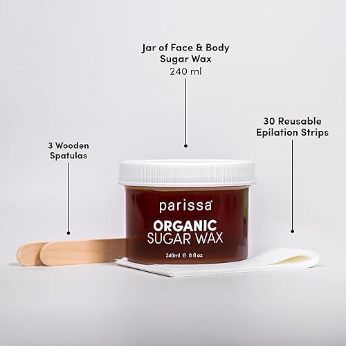 Organic Sugar Wax Kit - Vegan Hair Removal for Body & Legs(8 Fl Oz (Pack of 1))
