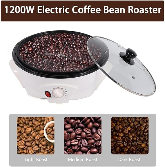 Electric Coffee Roaster with Adjustable Temperature Control for Home Use, Large Capacity, Perfect for Artisan Coffee Lovers, Easy to Use and Clean