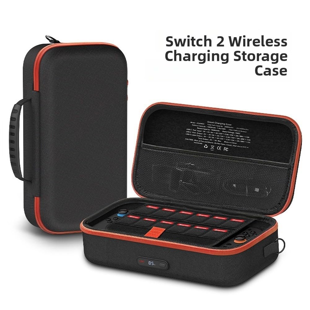 Custodia di ricarica wireless per Switch 2, power bank da 20000 mAh con ricarica rapida da 30 W, per display digitale intelligente, organizer da viaggio rigido in EVA per console e