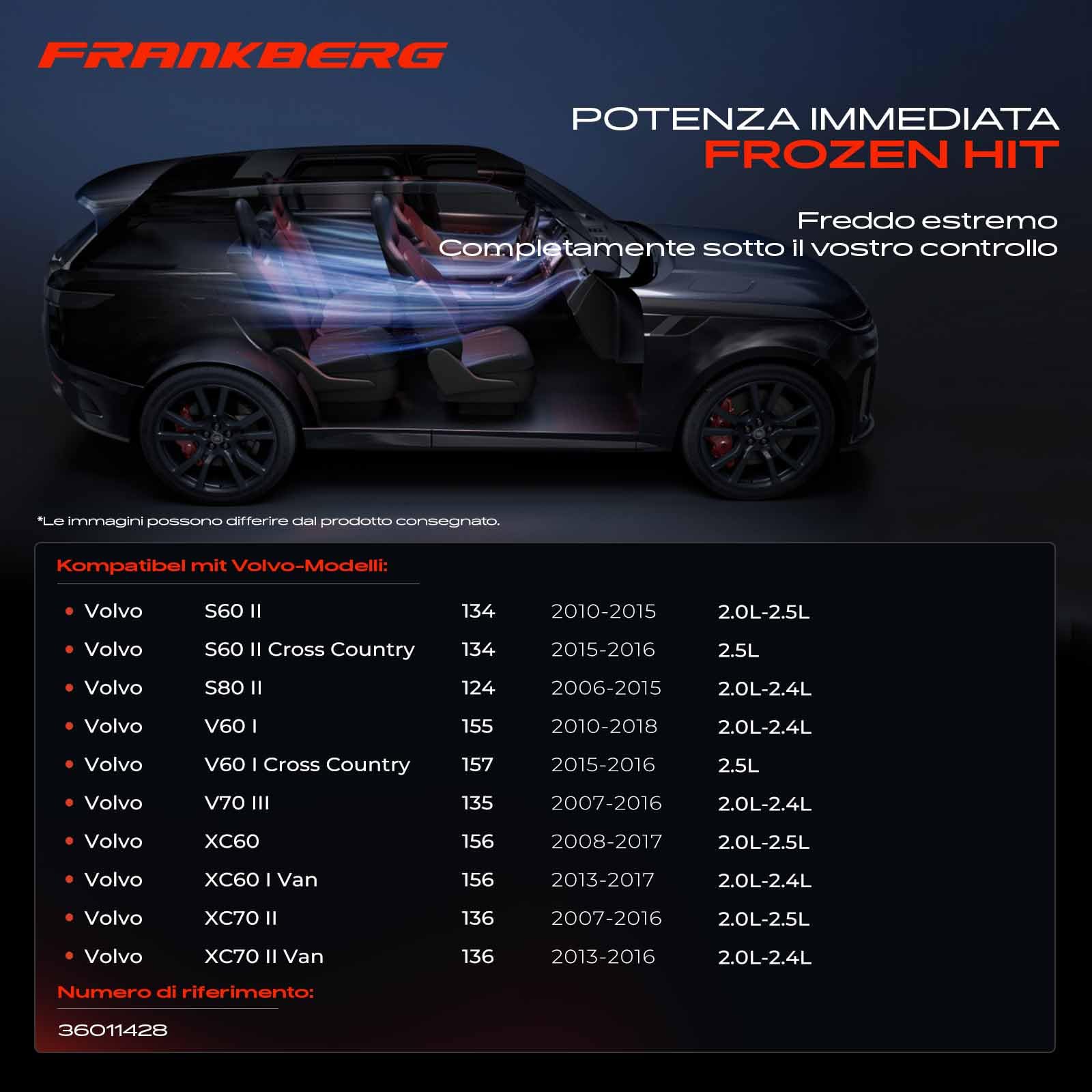 Frankberg Compressore dell'aria condizionata con frizione Compatibile con XC60 156 XC60 I Van 156 V70 III 135 V60 I 155 XC70 II 136 XC70 II Van 136 S60 II 134 S80 II 124, con l'olio preconfezionato