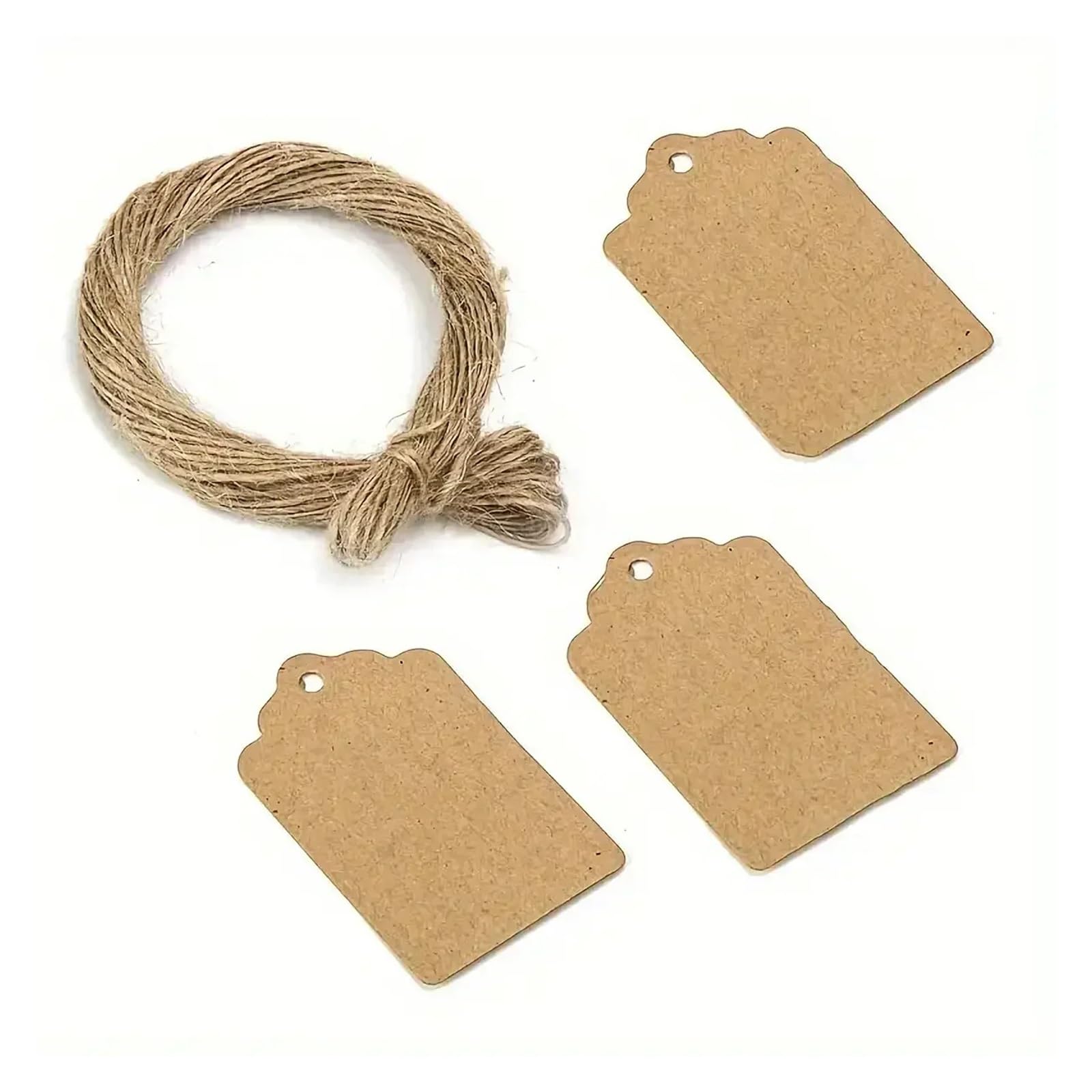 Lot de 300 étiquettes de prix vierges en papier kraft avec ficelle à suspendre