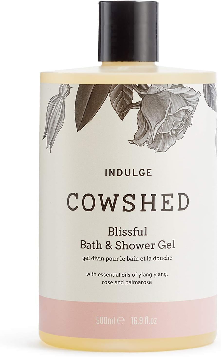 Bath & Shower Gel 500ml | Indulge Blissful Body Wash for Women & Men | Natural Body Wash, No Parabens | Hydrating Vegan Shower Gel with Ylang Ylang, Rose, and Palmarosa