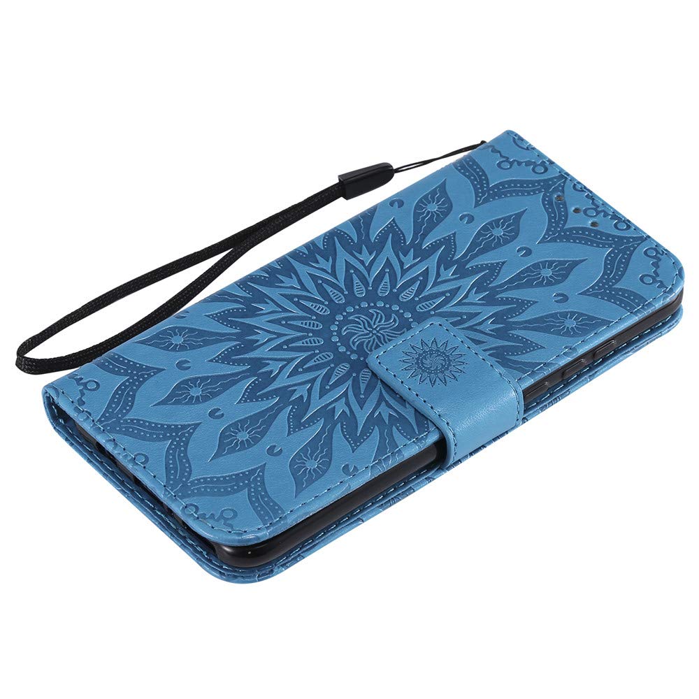 Custodia Portafoglio Premium In PU Leather Per Huawei P30 Lite – Flip Con Magnete, 3 Slot Carte E Supporto (Motivo Mandala Blu) - 5