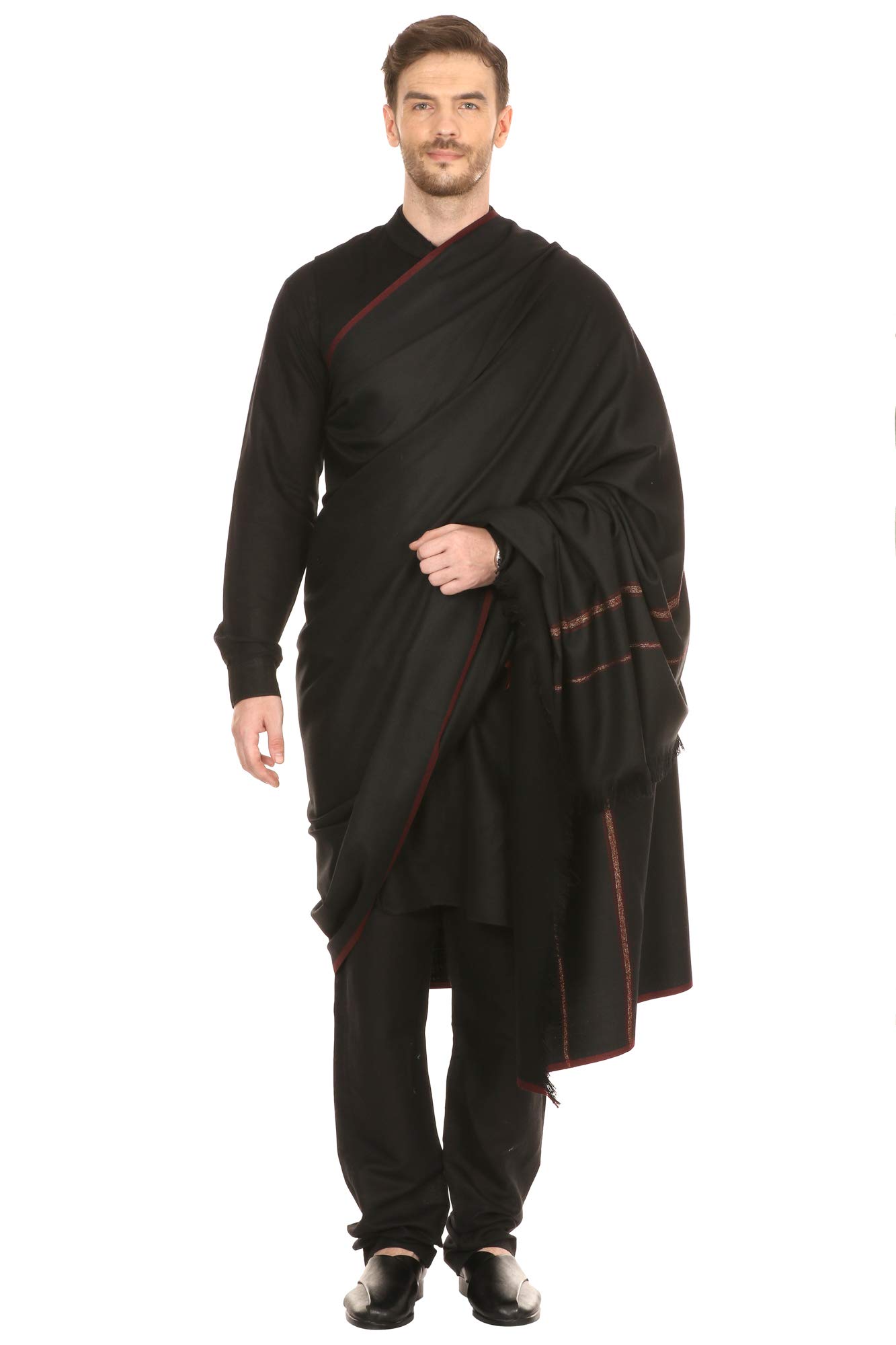 Mens Thick Shawl,Gents Lohi, Woven Kinauri Design, Australian Merino Wool, Full Size 127 x 254 cm-image-27