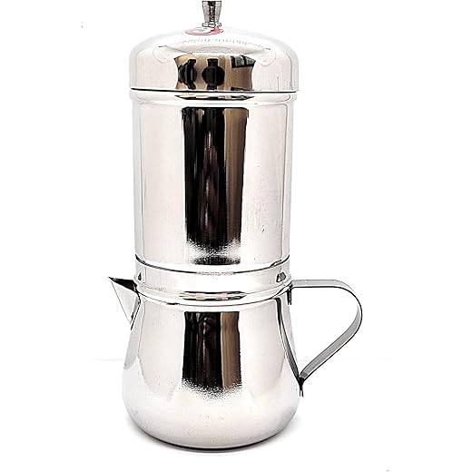 AASAVI Stainless Steel South Indian Coffee Filter | Drip Madras Coffee Percolator | Brewed Coffee Maker | Tea Pot/Coffee Kettle | 350 ML (304 Grade SS) Pack of 1