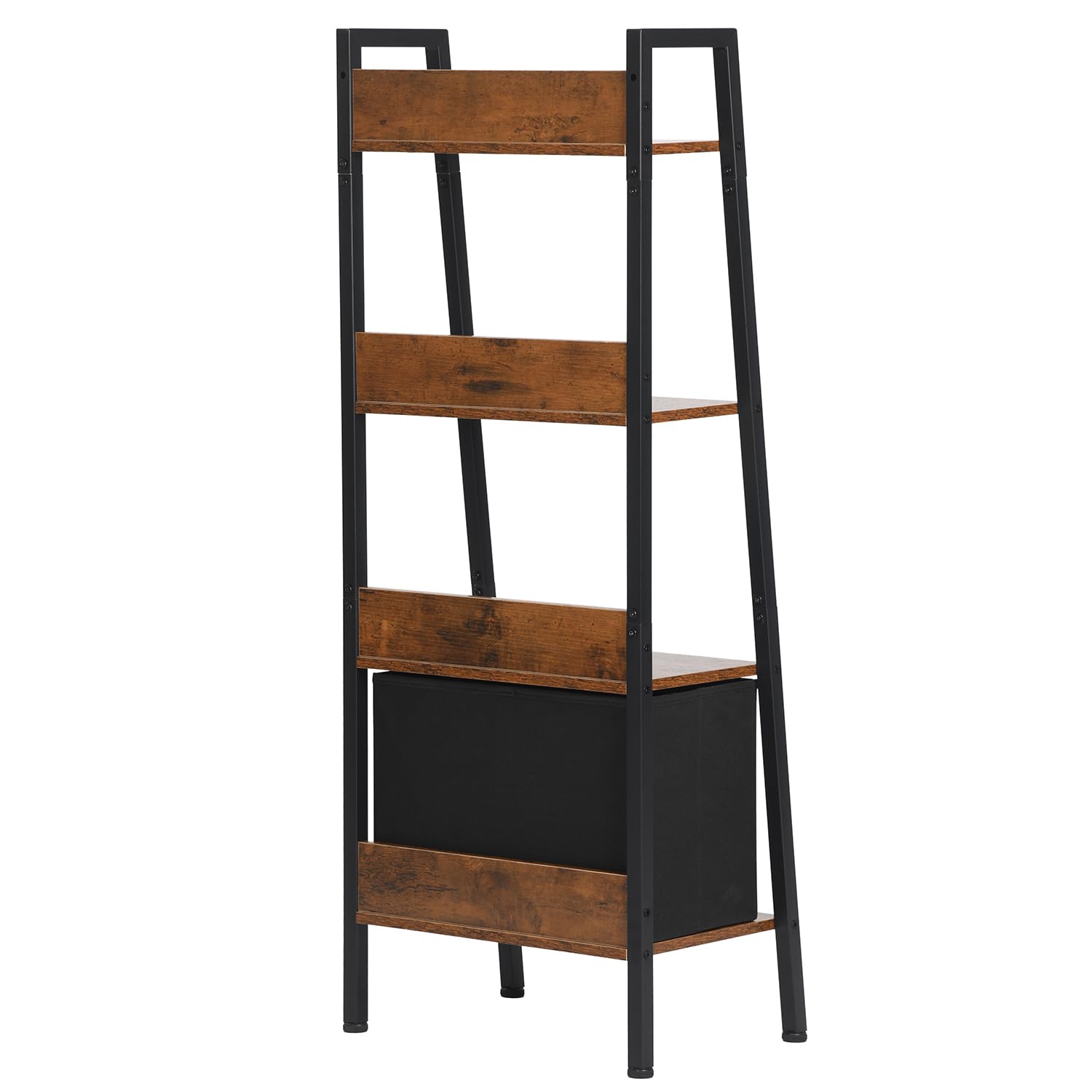 FurnitureR Étagères pour Chambres d'enfants, Étagère à 4 Niveaux avec Tiroirs en Non-Tissé pour Livres et Jouets, Présentoir et Organisateur de Livres, pour Chambre Coin Lecture, 42 x 29 x 110 cm