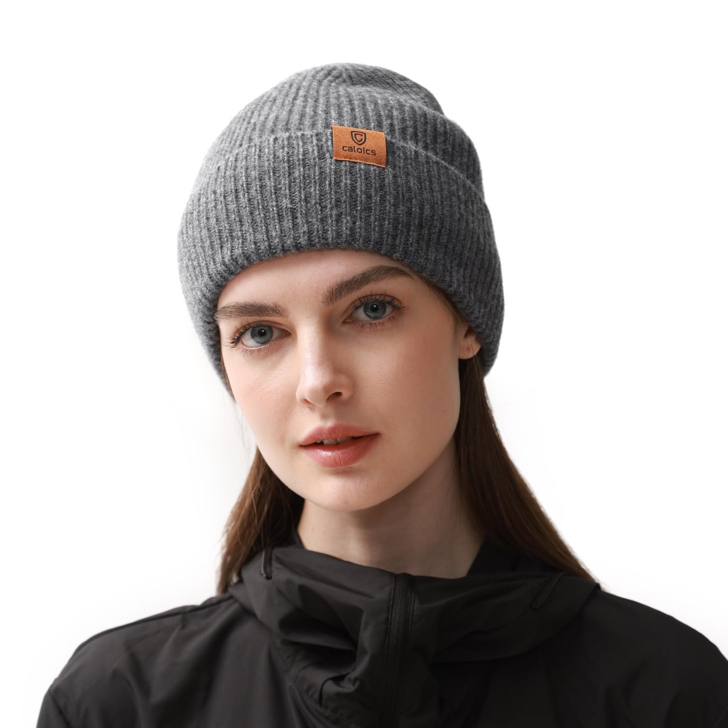 C CALOICS Merino Wool Beanie for Men & Women,Pure Wool Beanie Hats Lightweight,Soft Knit Hat,Outdoor Ski Hiking Cuffed Cap