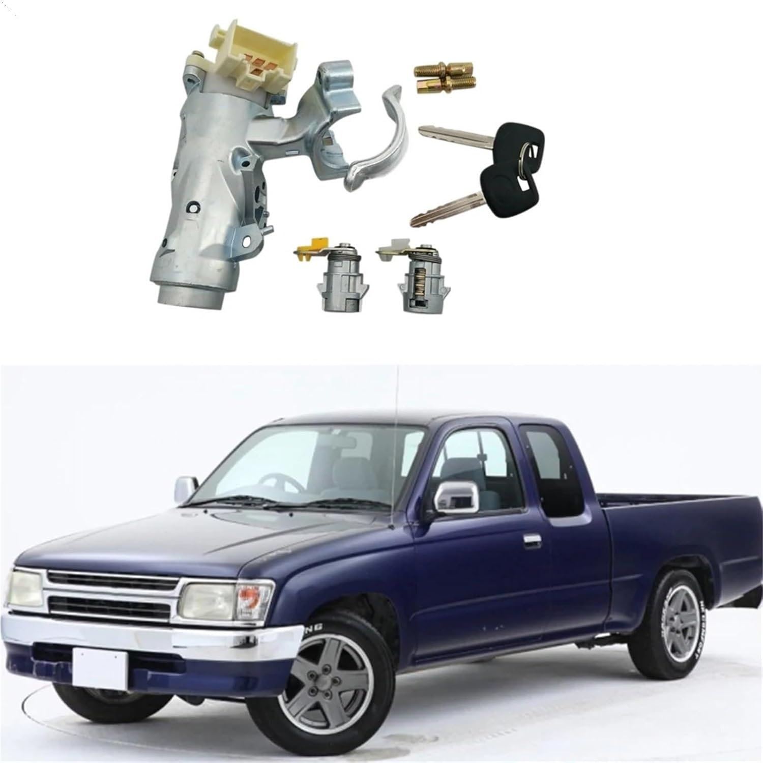 Ignition Lock Core Ignition Switch Steering Barrel Lock with 2 Keys Set for Toyota for Hilux 1997-2005