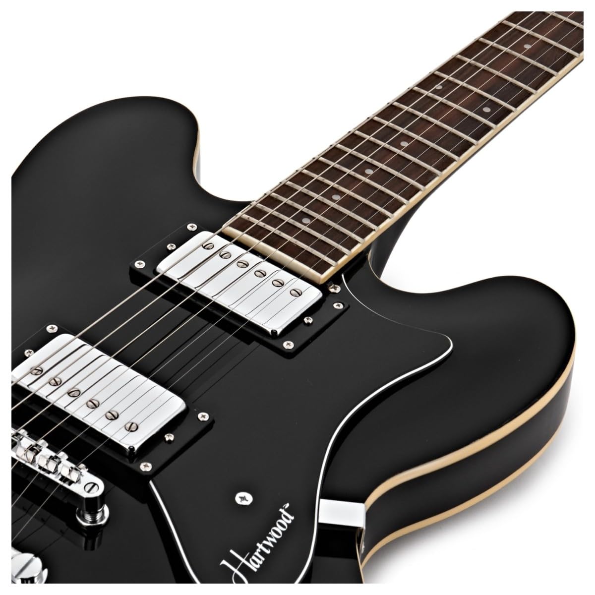 Hartwood Chitarra semi-acustica Revival e custodia rigida, Jet Nero | Include Custodia Rigida, Ponticello Fisso per Accordatura Stabile e Sustain, Corpo Semi-Cavo in Tiglio, Jet Black