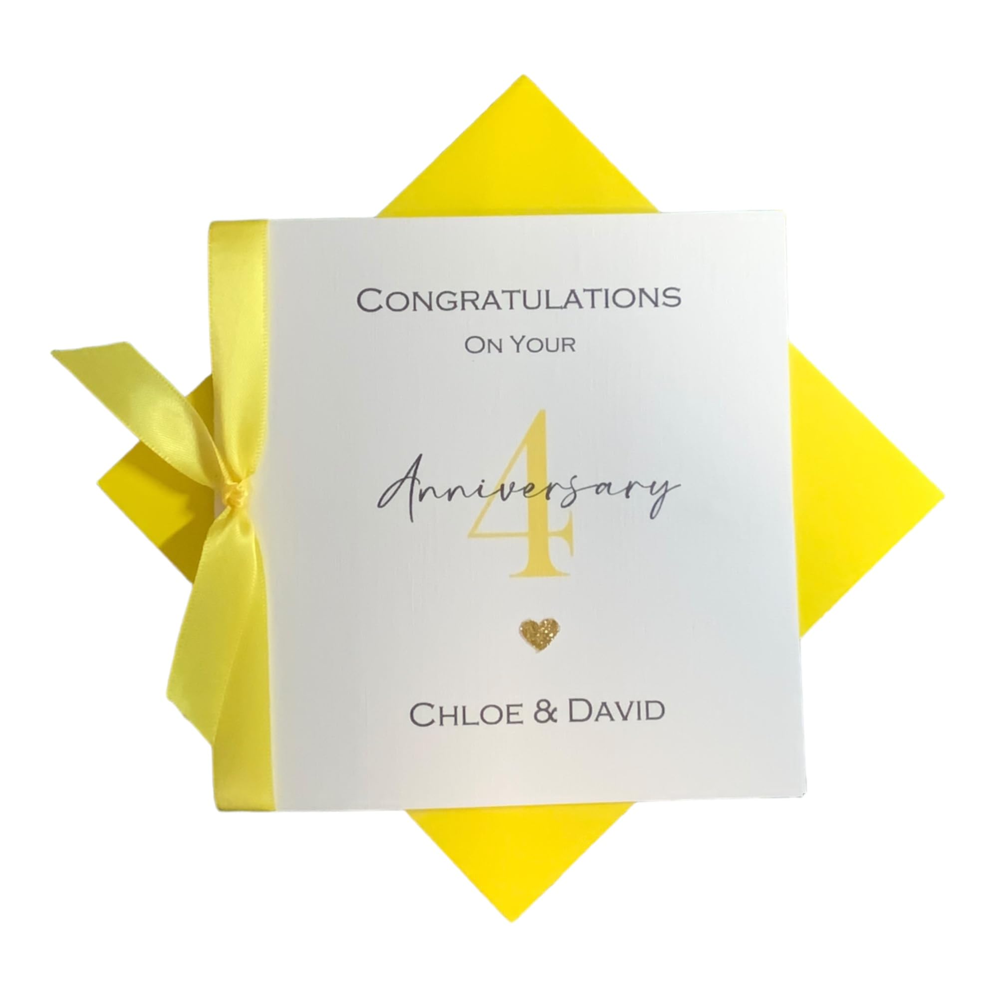 4th Anniversary Card - Linen 4 Year Fourth Wedding Anniversary Greeting Card, Personalised Gift for Wife Husband Couple Friends - Various Designs (Ribbon Number) — image 1