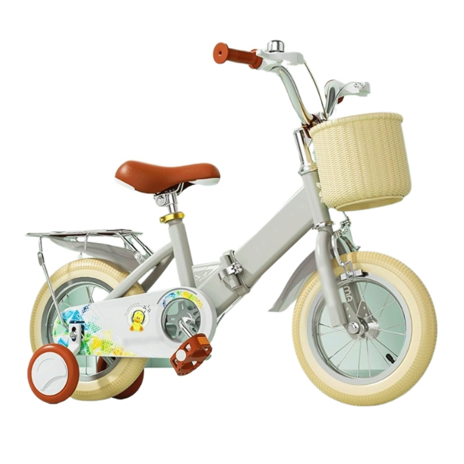 Drehauto-Kinderfahrrad, Alter 2–9 Jahre, Fahrräder mit Puppen-Fahrradsitz und Korb, faltbares Fahrrad-Spielzeug
