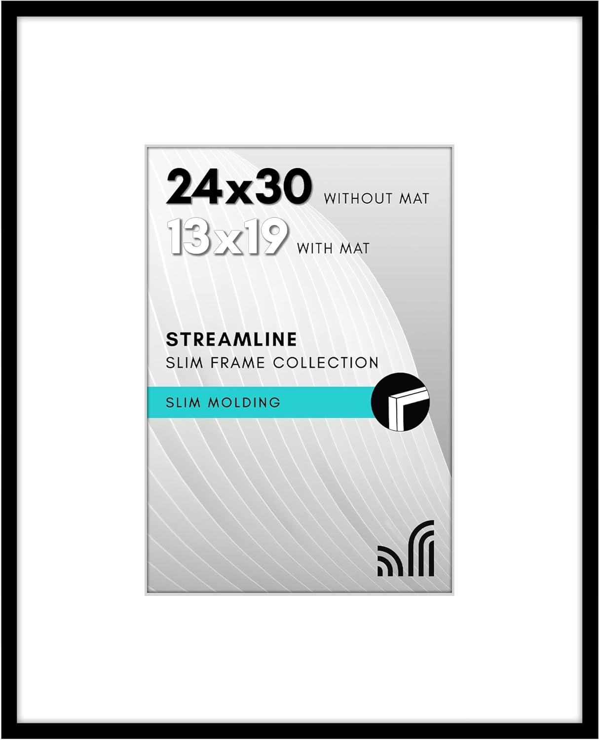 Americanflat 24x30 Picture Frame with Polished Plexiglass - Use as 13x19 Frame with Mat or Display 24x30 Photo Without Mat - Signature Collection - Thin Picture Frames for Wall Display - Black Black 24x30 with 13x19 Mat White Mat