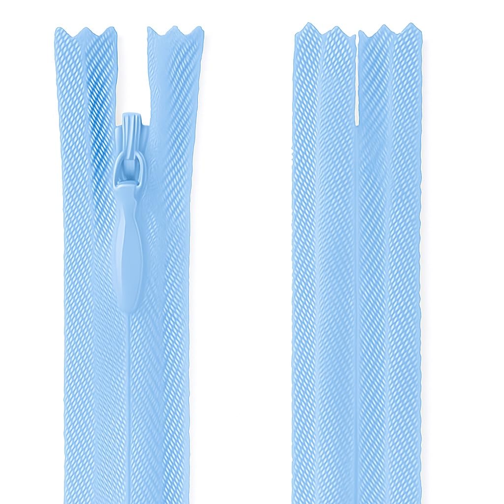 Invisible Zip Pale Blue 22" (56cm) - Concealed Closed-End Nylon Zipper for Sewing & Dressmaking: Evening Dresses, Bridal Gowns, Coats, Long Skirts & Couture by Giddy Square — image 1