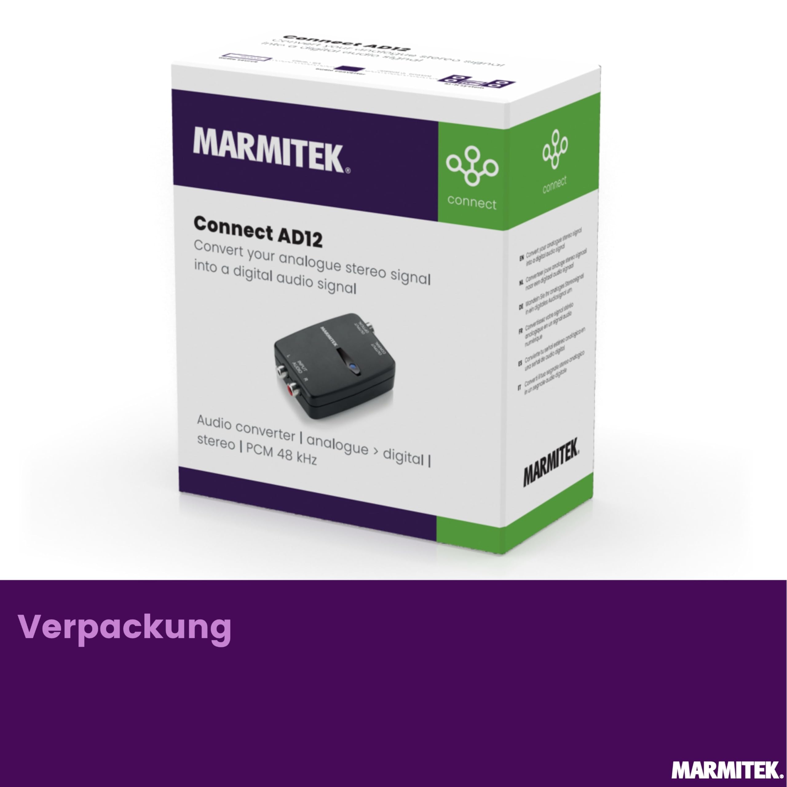 Marmitek Connect AD12 - Analog Digital Wandler ADC RCA Toslink Koaxial | Audio Converter für TV, Verstärker und Soundbar, Cinch RCA auf Toslink oder Koaxial, 48 kHz LPCM und Plug & Play