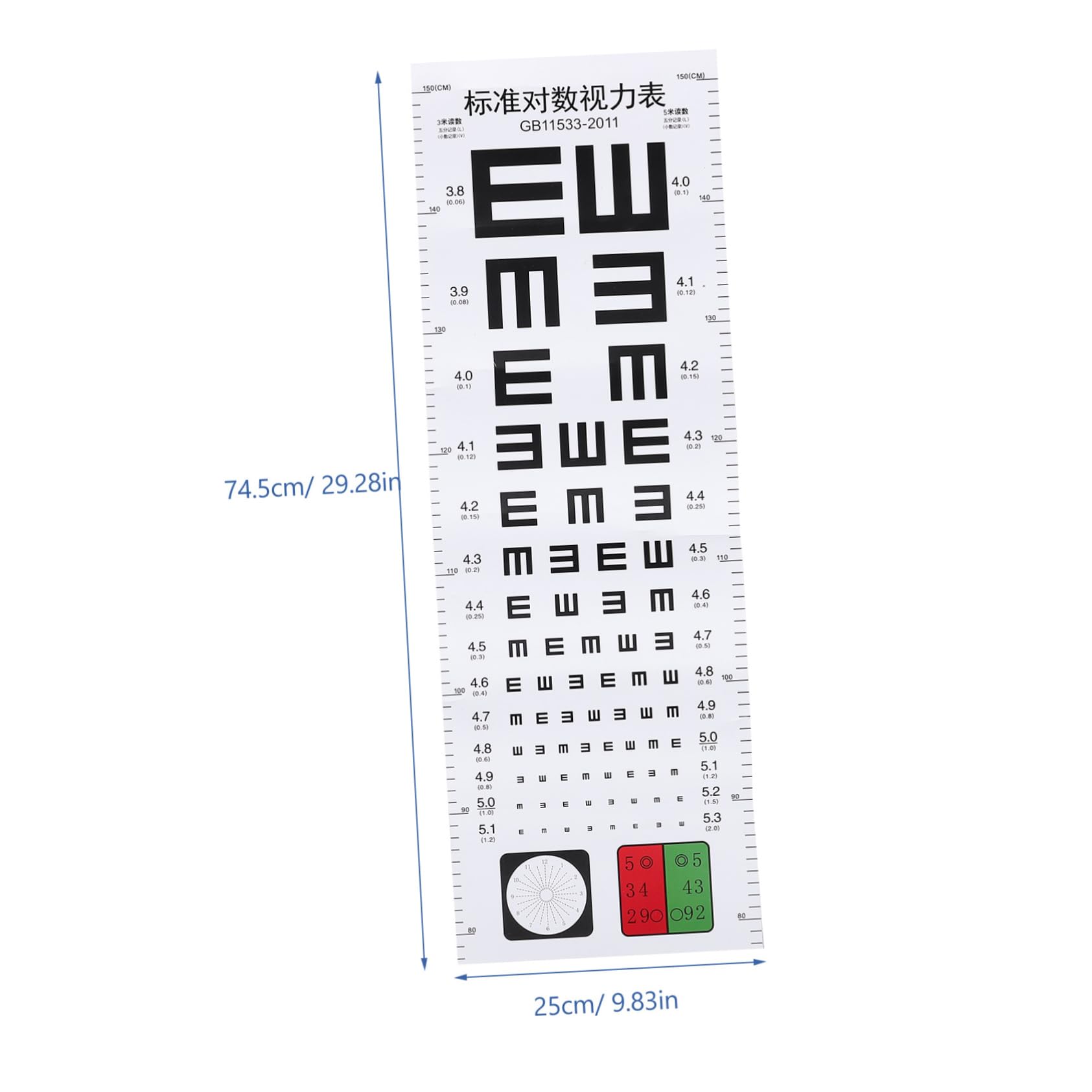 SOLUSTRE Eye Vision Screener Visual Eye Exam Chart Standard Eye Test Chart Home Hospital Boys and Training Low Charts