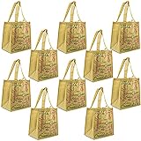 ReBagMe Large Reusable Grocery Bag Totes with Extra Reinforced Handles - Brown (Pack of 10)
