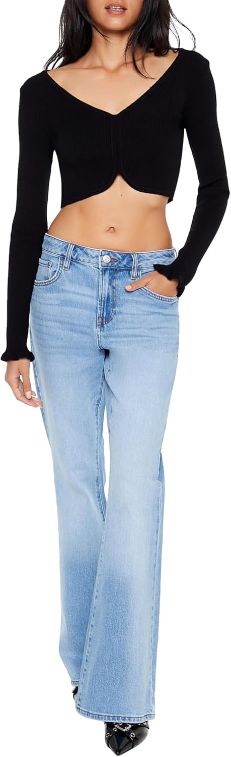 Forever 21 Womens Cropped Tulip-Hem Sweater-Knit Top - Image 2