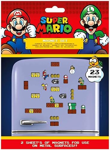 Super Mario Juego de 23 imanes de nevera para decoración de refrigerador o bolsas de fiesta (diseños de personajes de Super Mario - Producto oficial