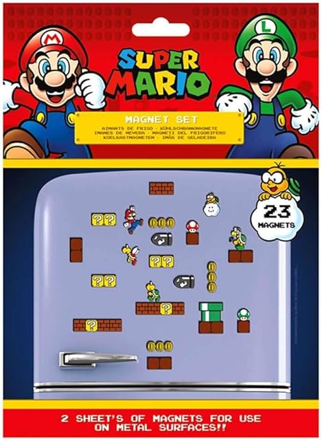 Super Mario Fridge Magnets Set of 23 for Fridge Decoration or Party Bags (Super Mario Character Designs) - Official Merchandise