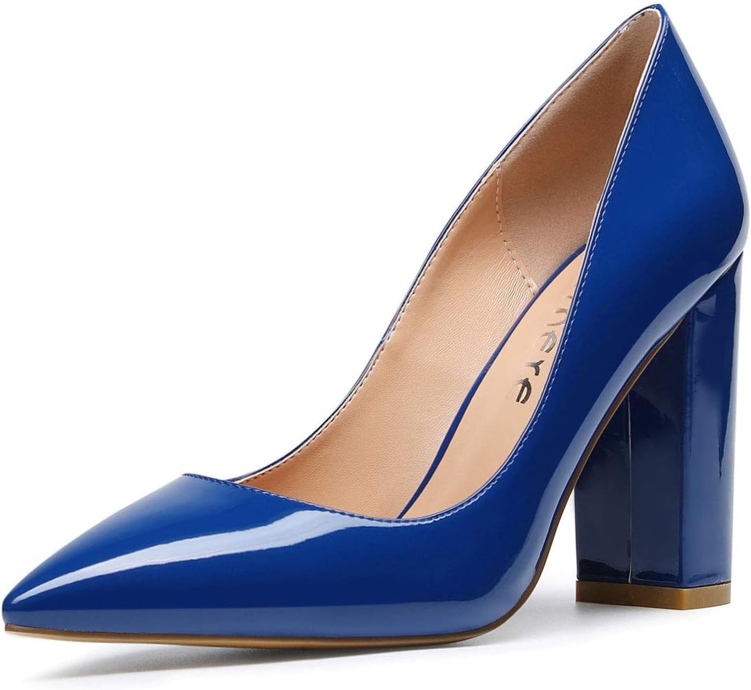 Castamere Women's Block Heels Pointed Toe Slip-On Court Shoes 4IN Heeled Pumps