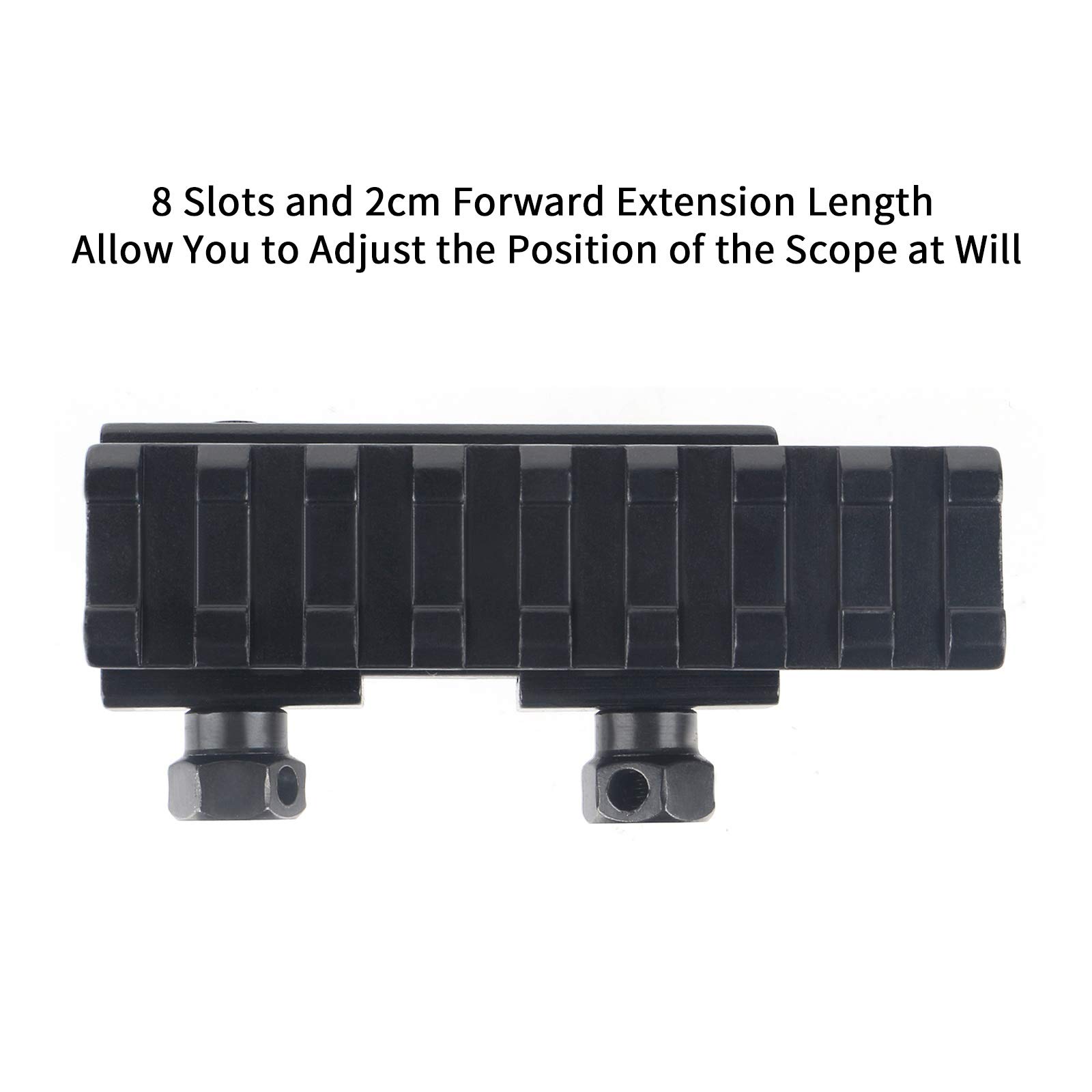 Picatinny Rail 8 Slot alzate in Lega di Alluminio in Lega di Alluminio tattico Rail per Fucili Firmly in Posizione con 2 Viti M4 e Dadi