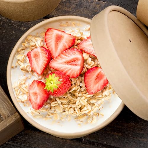 Miniatura 5 de Paquete de 50 tazas de sopa de papel desechables de 8 onzas con tapas, recipientes de sopa de papel desechables, vasos de papel kraft para alimentos