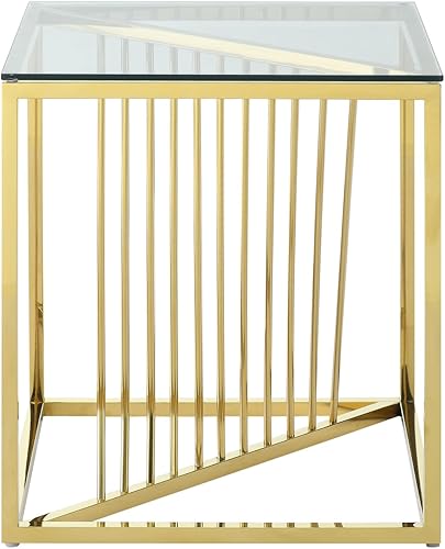 Miniatura 167 de Mesa auxiliar moderna de cristal de 20 pulgadas con marco de metal, mesa de noche, mesa esquinera para sala de estar, oficina en casa, dormitorio