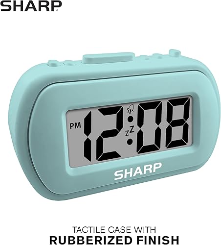 Miniatura 2 de Reloj despertador digital Sharp  Caja táctil con acabado de goma suave - Funciona con pilas - Luz de fondo azul bajo demanda - Alarma ascendente -