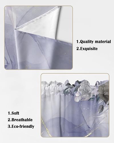 Miniatura 5 de Cortina con estampado de flores en mármol morado, cenefas de cocina, cortinas con bolsillo para barra, par de niveles, con estampado floral de