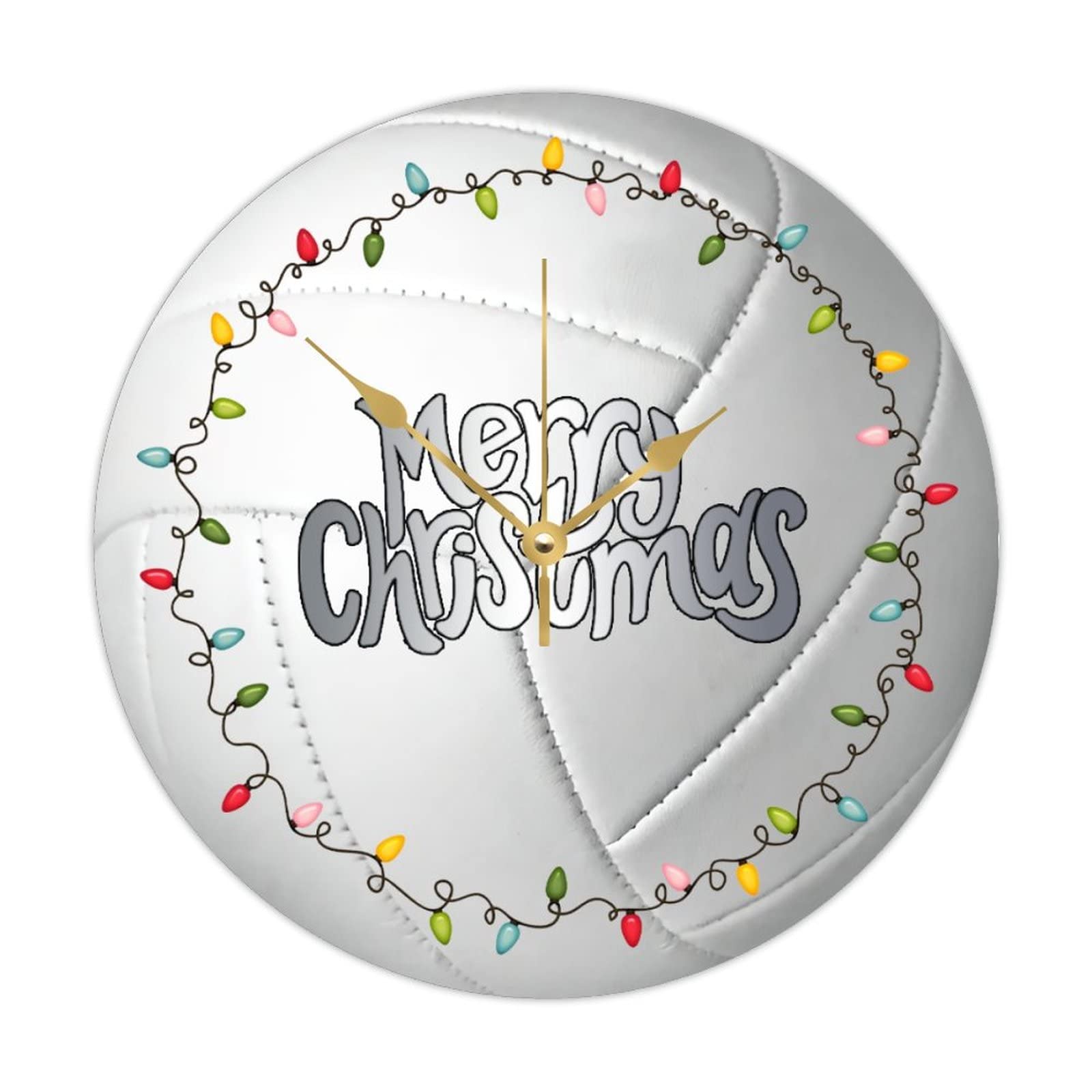 Horloge de Noël Volleyball ronde en bois de style classique de 38cm