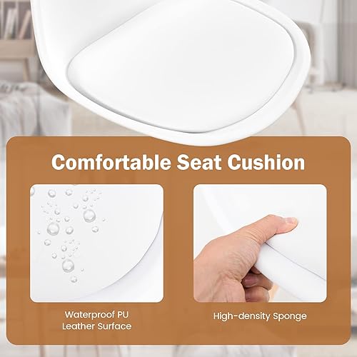 Miniatura 6 de Giantex Juego de mesa de comedor para 4, moderno juego de comedor de 5 piezas con 1 mesa redonda de vidrio templado y 4 sillas de respaldo alto,