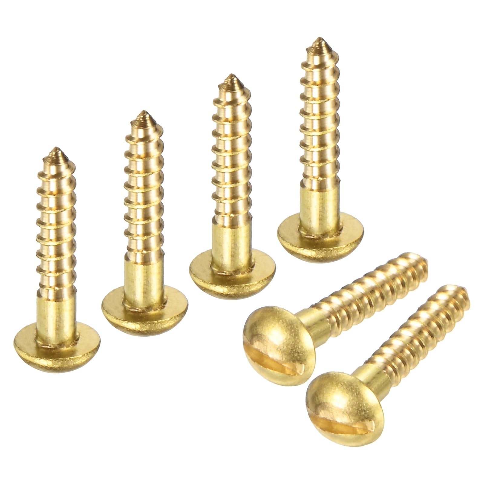 M METERXITY Wood Screws (M2.5 x 12mm, Brass) 60 Pcs - Slotted Round Head Self-Tapping Screw Apply to Woodworking/Furniture/Appliances Repair/Industry/Gardening