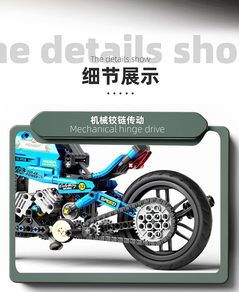 litodinogo TGL T3032 Klemmbausteine Technik klassisches Motorrad Spielzeug Bausteine Bausatz, Fahrzeug-Set… – Bild 6