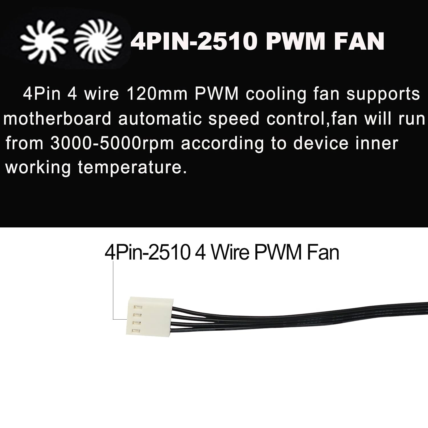 2-Pack 120mm 12V DC 12038 120mm x 38mm 4.72inch High Speed Dual Ball Bearing 4Pin Antminer Fan PWM High CFM Brushless PC Computer CPU Case Ventilation Exhaust Fan with Metal Guard Grill 3000-5000RPM