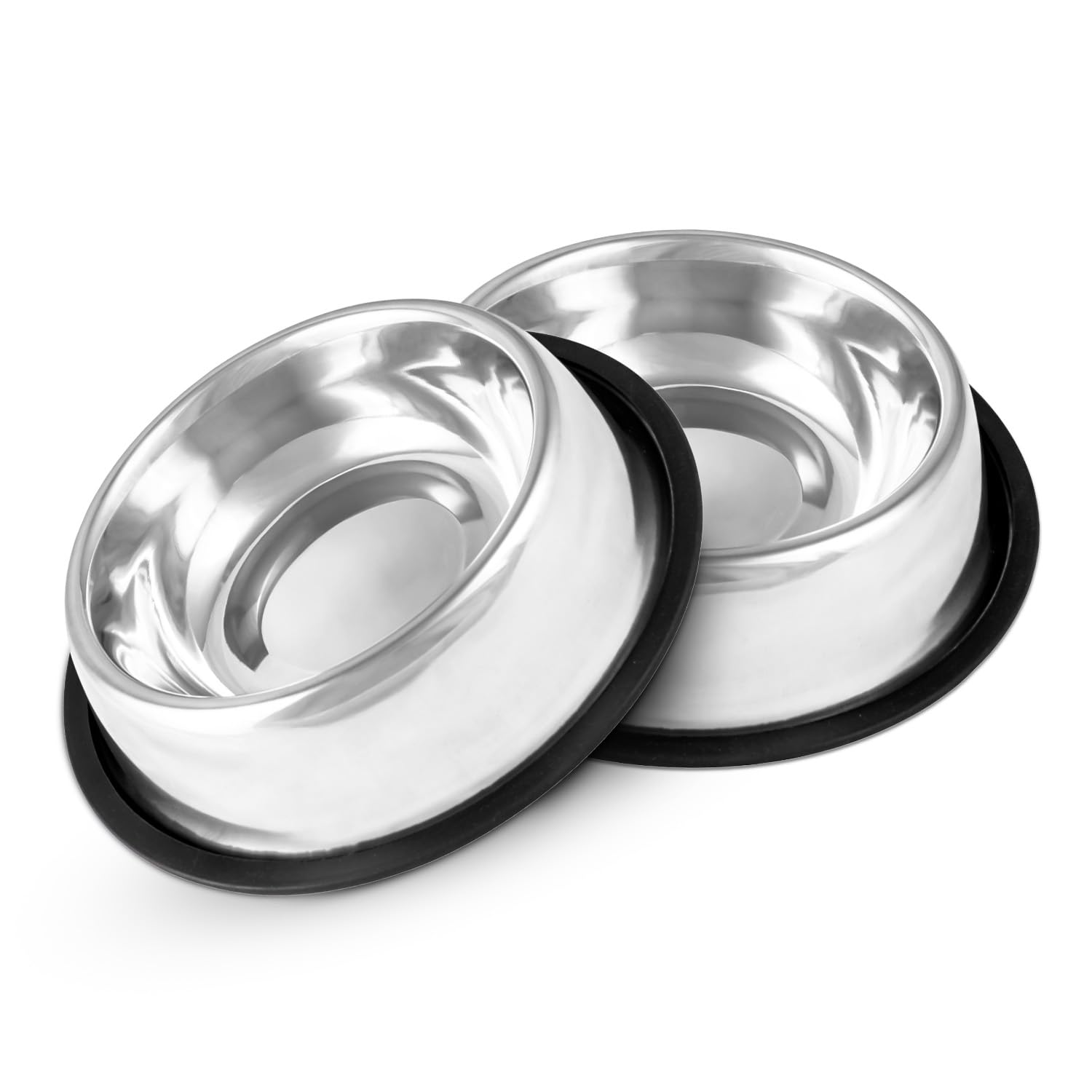 2PCS Medium Stainless Steel Dog Bowl & Cat Bowl with Non-Slip Rubber Base – Rust Proof Dog Bowls & Cat Bowls, Pet Bowls for Dogs & Pet Bowls for Cats, Dishwasher Safe Food & Water Bowl