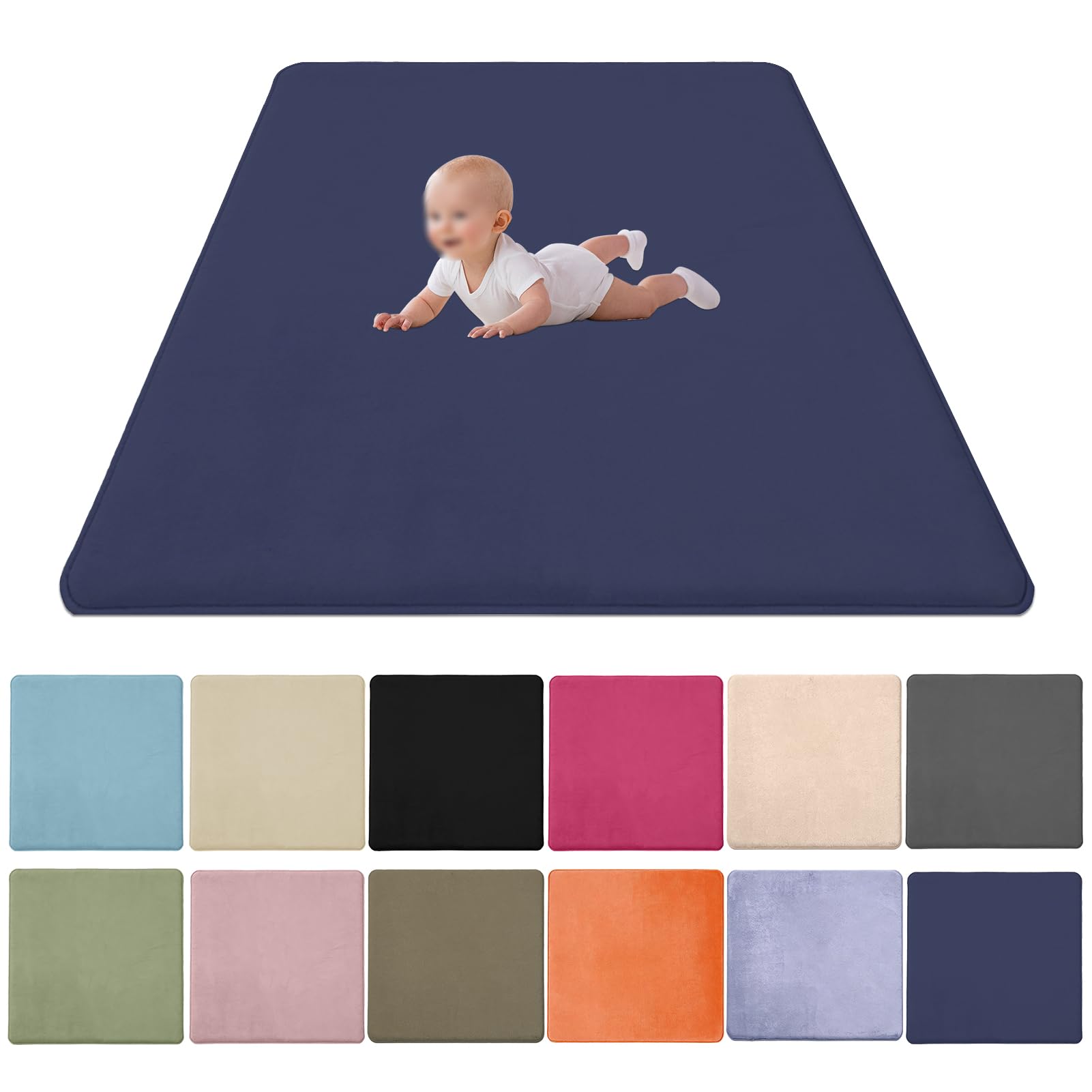 Zteiuqx L-192 2Cm Thick Coral Velvet Baby Play Mat, Baby Crawling Mat Nursery Rug For Crawling & Playing For Bedroom Kids Room, Nursery Babies Mats For Floor Play With Non-Slip Backing 60X90cm/23.62X35.43inch