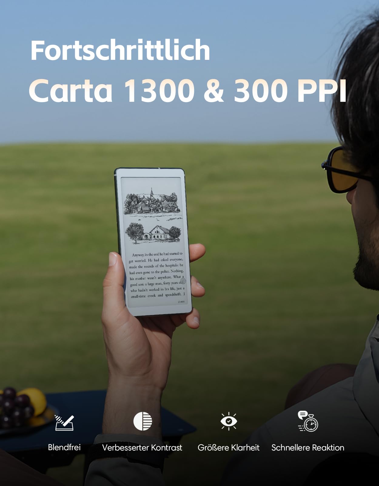 VIWOODS 6,13’’ AiPaper Reader mit 4G-Konnektivität, Ultra-dünnem & leichtem E-Ink eReader, AI-Integration, 300 PPI, einstellbarem Frontlicht, 128 GB Speicher