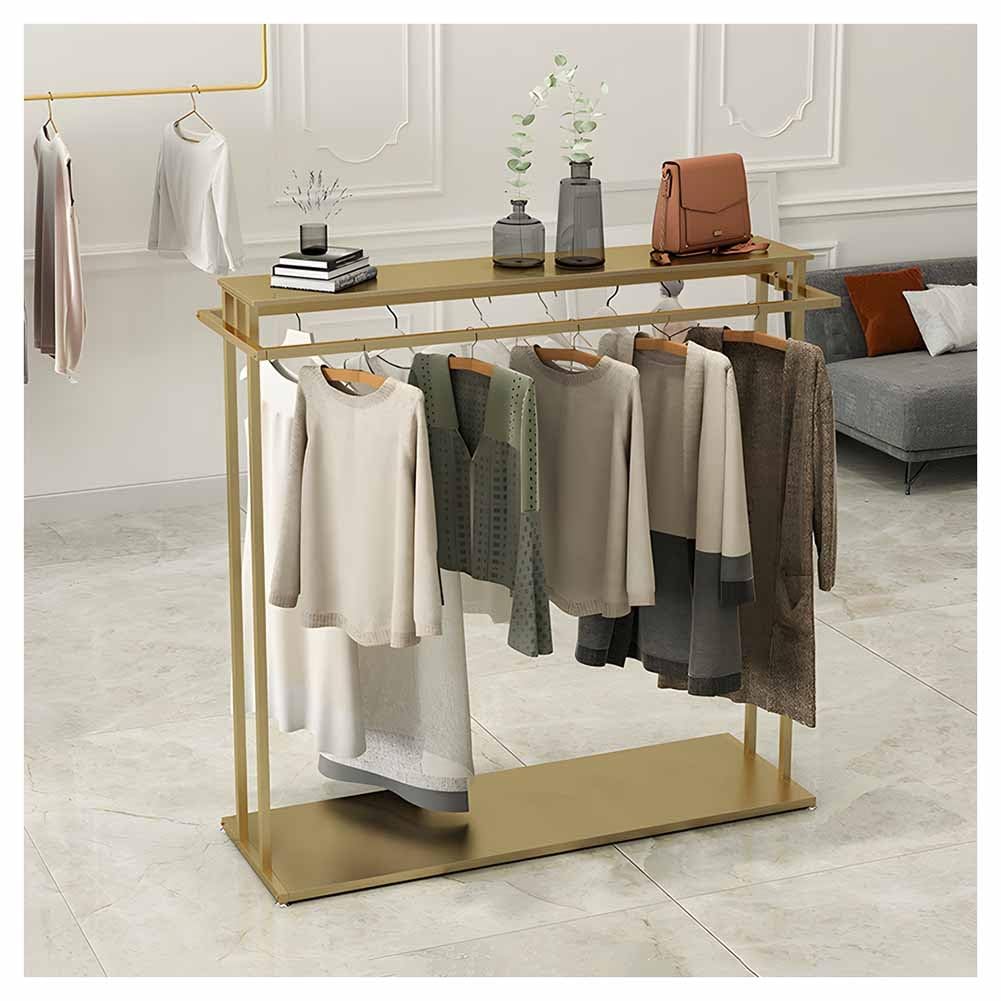 LRZPTDYU Clothing Rack, Double Rod Floor-Standing Display Stand, Hanging Organizer for Retail Stores and Boutiques, Adjustable Design for Optimal Space Utilization