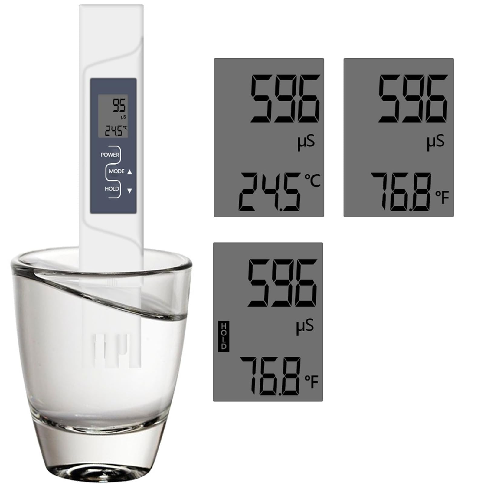 Misuratore PH, Misuratore di conducibilità elettrica digitale AP-2 2 in 1, misuratore di conducibilità elettrica della temperatura e della qualità acqua con calibrazione automatica
