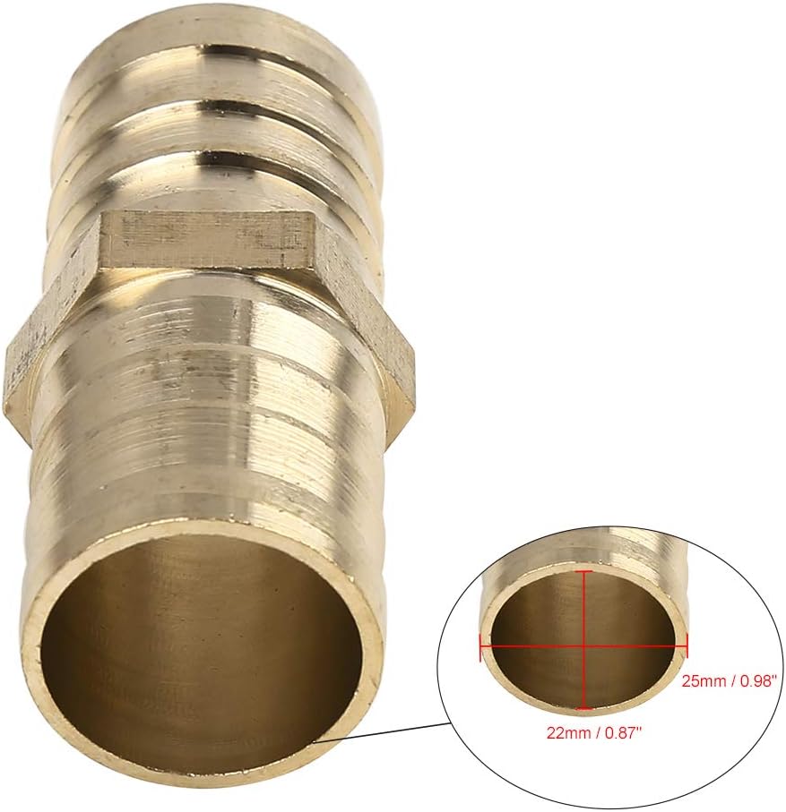 X AUTOHAUX 25mm Brass Barb Hose Fitting Straight Union Connector for Air Water Gas Oil 5pcs, Gold - Image 5