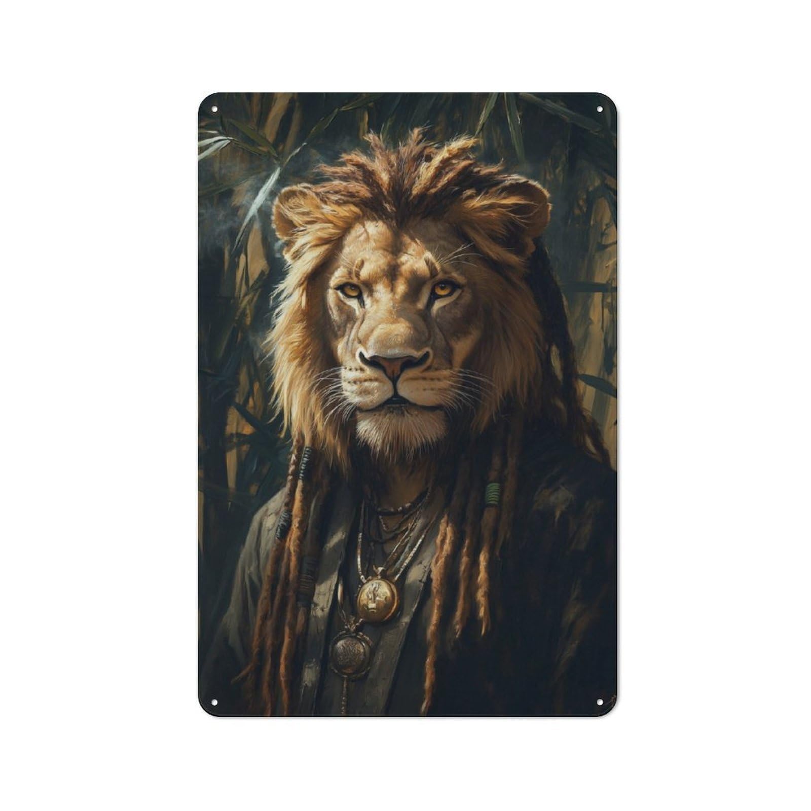Junmoney Lion Rasta Jamaica Tin Wall Plaque 30X20cm With For Hallway Wall, For Home Interiors, Feature Walls And Decorative Displays