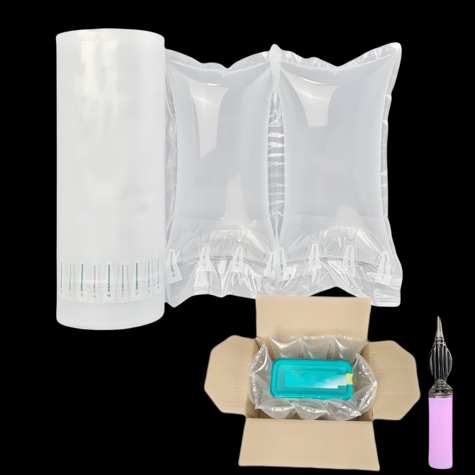 LIWNYRK Air Pillows for Shipping with Pump 200 Count Air Bags for Packaging 3.5" X 7.8" Inflatable Packing Material for Moving Boxes Packaging, Purse