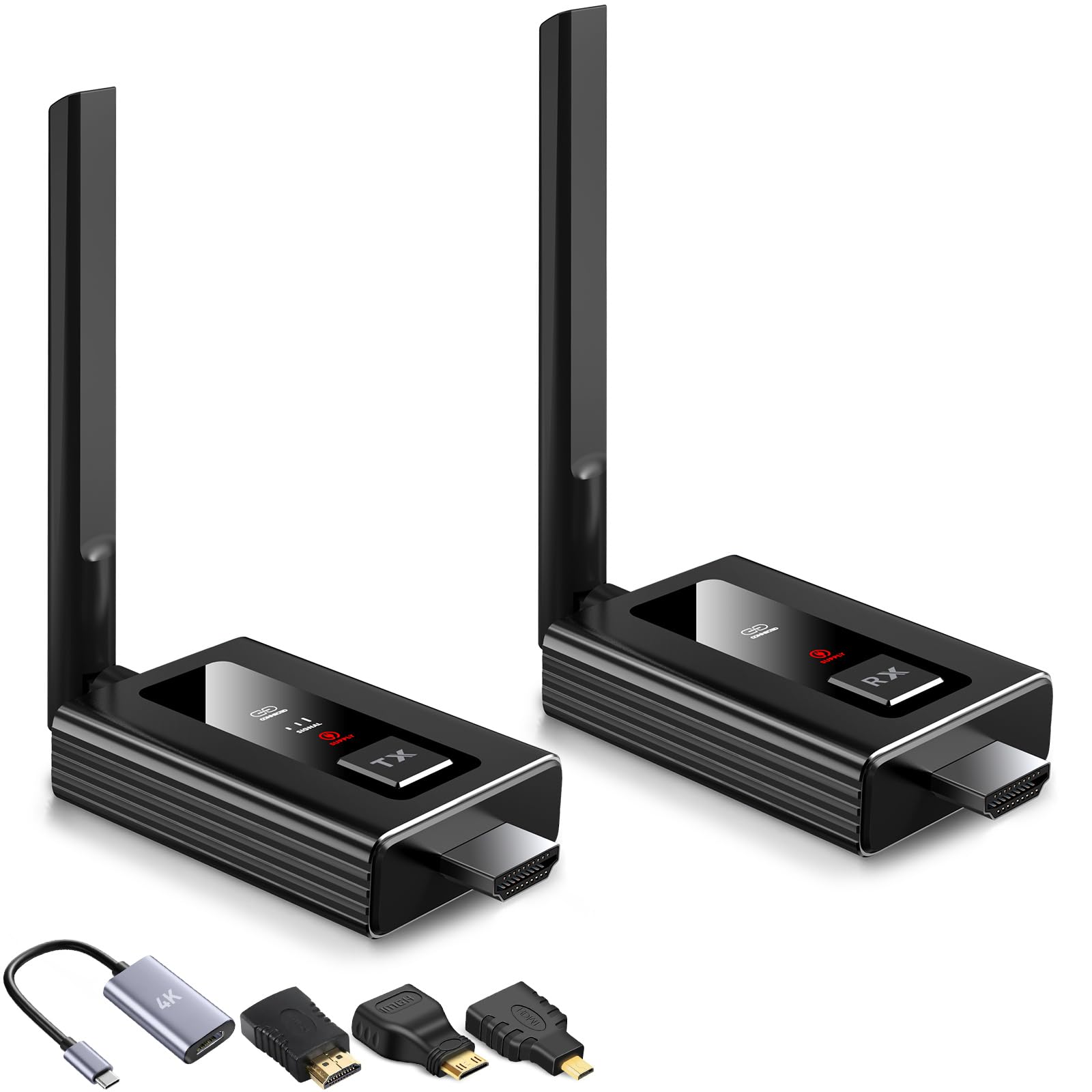 Upgraded Wireless HDMI Receivers with LED Screen,165FT Plug & Play 1080P HD Output 5.8GHz Extender for TV Box/Laptop/Projector/Camera to Multiple Screens Black-image-15