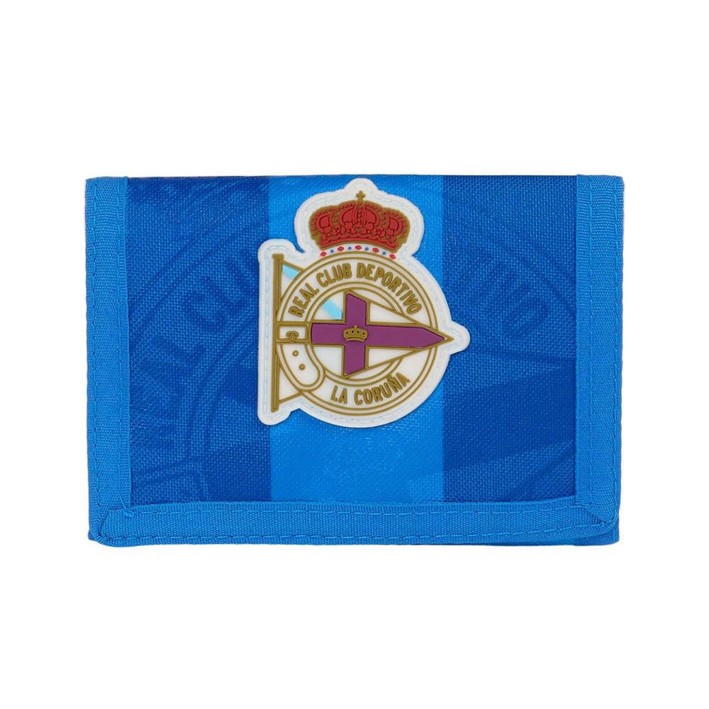 Safta Real Deportivo DE LA CORUÑA - Cartera Billetera con Cabecera, Cartera Billetera, Monedero, Cómoda y Versátil, Calidad y Resistencia, 12.5x9.5 cm, Color Azul