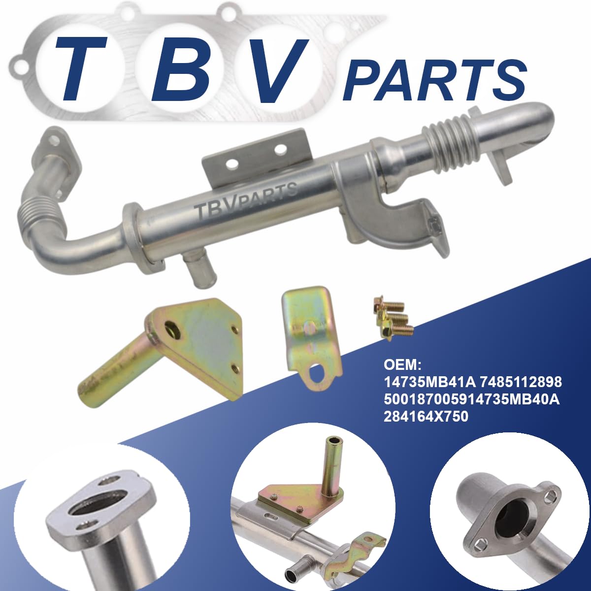 EGR Kuehler fuer Abgasrueckfuehrung, praezise Passform, dichte Verbindung, ersetzt OE 14735MB41A 7485112898 5001870059 14735MB40A 284164X750, montagefreundlich, fuer F24M F24W 2.5